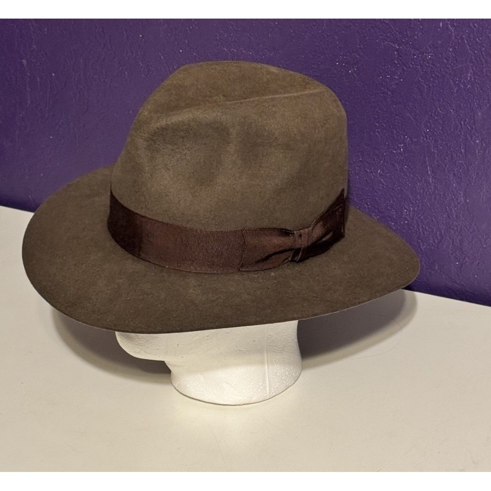 Akubra Adventurer Pure Fur Felt Hat Size CM 58 Black Australia Indiana Jones